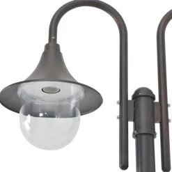 HELLOSHOP26 - Lampadaire de jardin e27 220 cm aluminium 2 lanternes bronze marron