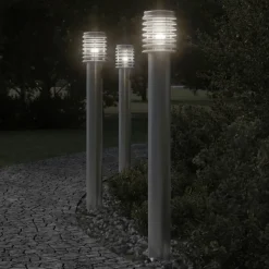 HELLOSHOP26 - Lampadaire d'extérieur et sortie argenté 110 cm acier inoxydable argent