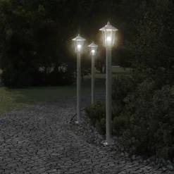 HELLOSHOP26 - Lampadaire d'extérieur argenté 120 cm acier inoxydable argent