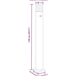 HELLOSHOP26 - Lampadaire d'extérieur avec capteur 110 cm aluminium noir