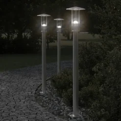 HELLOSHOP26 - Lampadaire d'extérieur argenté 100 cm acier inoxydable argent