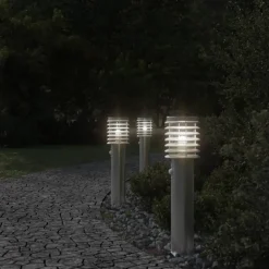 HELLOSHOP26 - Lampadaire d'extérieur avec capteur argenté acier inoxydable argent