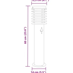 HELLOSHOP26 - Lampadaire d'extérieur avec capteur argenté acier inoxydable argent