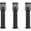 HELLOSHOP26 - Lampadaires d'extérieur et capteurs 3 pcs acier inoxydable noir