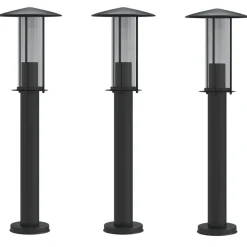HELLOSHOP26 - Lampadaires d'extérieur 3 pcs 60 cm acier inoxydable noir