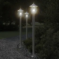 HELLOSHOP26 - Lampadaires d'extérieur 3 pcs argenté 120 cm acier inoxydable argent