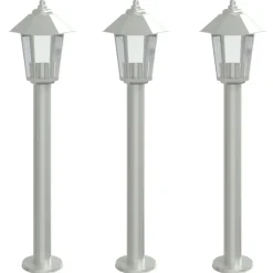 HELLOSHOP26 - Lampadaires d'extérieur 3 pcs argenté 80 cm acier inoxydable argent