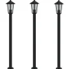 HELLOSHOP26 - Lampadaires d'extérieur 3 pcs 120 cm acier inoxydable noir