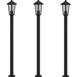 HELLOSHOP26 - Lampadaires d'extérieur 3 pcs 120 cm acier inoxydable noir