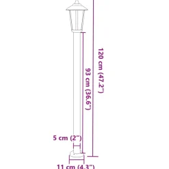 HELLOSHOP26 - Lampadaires d'extérieur 3 pcs 120 cm acier inoxydable noir