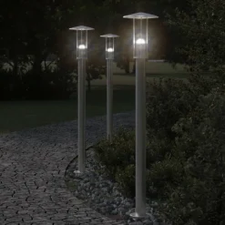 HELLOSHOP26 - Lampadaires d'extérieur 3 pcs argenté 100 cm acier inoxydable argent