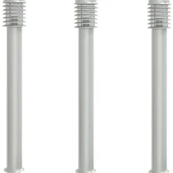 HELLOSHOP26 - Lampadaires d'extérieur 3 pcs argenté 110 cm acier inoxydable argent