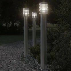 HELLOSHOP26 - Lampadaires d'extérieur 3 pcs argenté 110 cm acier inoxydable argent
