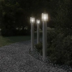 HELLOSHOP26 - Lampadaires d'extérieur 3 pcs argenté 110 cm acier inoxydable argent