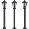 HELLOSHOP26 - Lampadaires d'extérieur 3 pcs 80 cm acier inoxydable noir