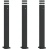 HELLOSHOP26 - Lampadaires d'extérieur avec capteur 3 pcs 110cm aluminium noir