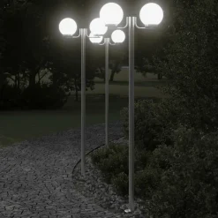 HELLOSHOP26 - Lampadaires d'extérieur 3 pcs argenté 215 cm acier inoxydable argent