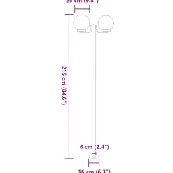 HELLOSHOP26 - Lampadaires d'extérieur 3 pcs argenté 215 cm acier inoxydable argent