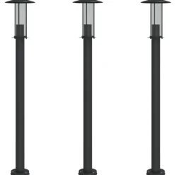 HELLOSHOP26 - Lampadaires d'extérieur 3 pcs 100 cm acier inoxydable noir