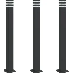 HELLOSHOP26 - Lampadaires d'extérieur avec sortie 3 pcs 110 cm aluminium noir