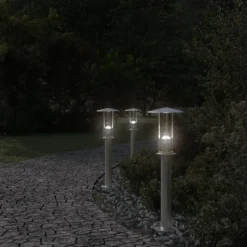 HELLOSHOP26 - Lampadaires d'extérieur 3 pcs argenté 60 cm acier inoxydable argent