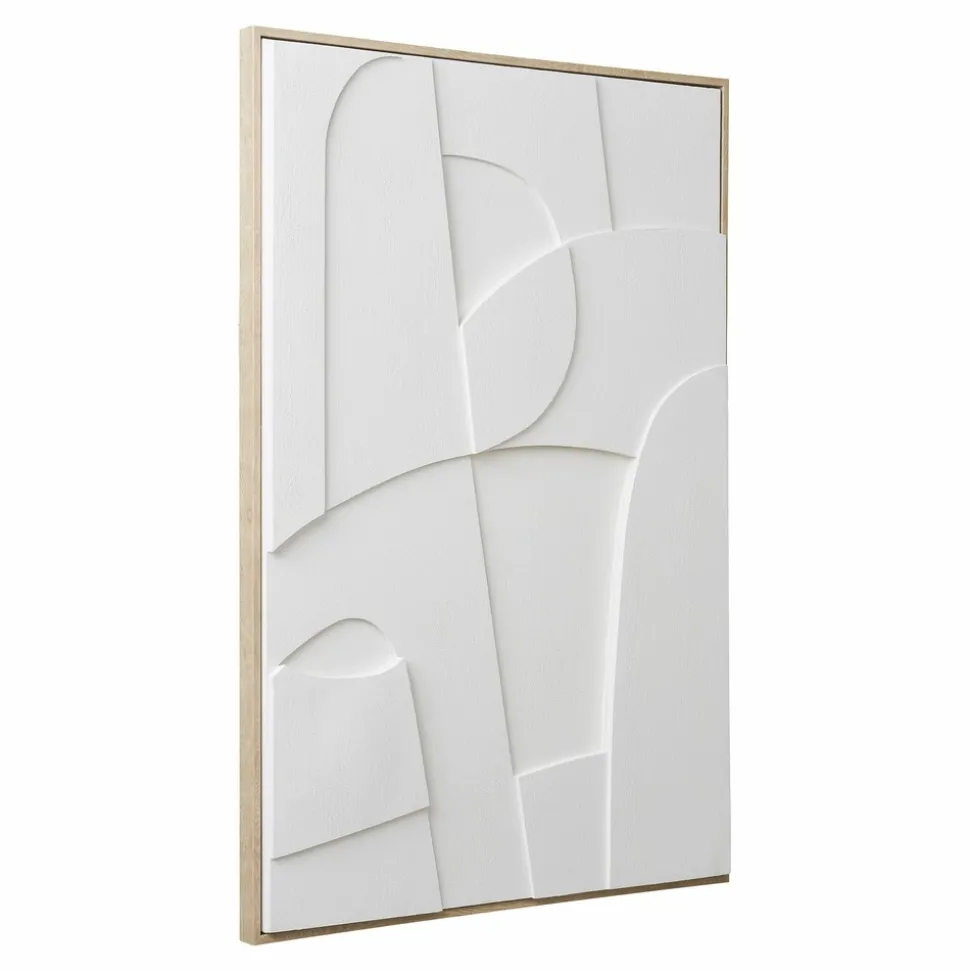 HOUSE NORDIC - Tableau mural relief contemporain toile blanche 60 x 90 cm