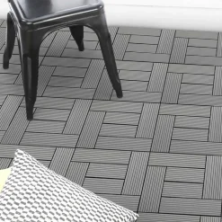 IDMARKET - Lot de 5 dalles de terrasse mosaïque wodhy clipsables bois composite gris 30 x 30 cm