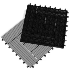 IDMARKET - Lot de 5 dalles de terrasse mosaïque wodhy clipsables bois composite gris 30 x 30 cm