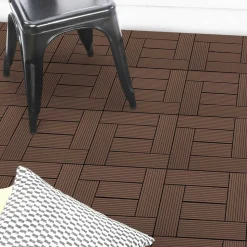 IDMARKET - Lot de 5 dalles de terrasse mosaïque wodhy clipsables bois composite taupe 30 x 30 cm
