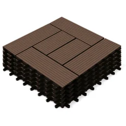 IDMARKET - Lot de 5 dalles de terrasse mosaïque wodhy clipsables bois composite taupe 30 x 30 cm