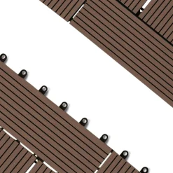 IDMARKET - Lot de 5 dalles de terrasse mosaïque wodhy clipsables bois composite taupe 30 x 30 cm