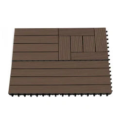 IDMARKET - Lot de 5 dalles de terrasse mosaïque wodhy clipsables bois composite taupe 30 x 30 cm