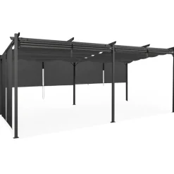 IDMARKET - Pergola édition spéciale toit rétractable 3x6 m et 6 stores gris anthracite