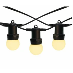 ILLUPRO - Guirlande guinguette extérieur 50m 100 ampoules led blanc chaud e27 1w câble noir extensible