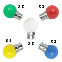 ILLUPRO - Lot de 10 ampoules pour guirlande guinguette b22 2w multicolores