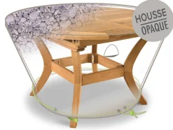 JARDILINE - Housse de protection cover print galets pour table de jardin ronde - ø 120 x 50