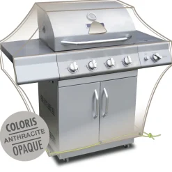 JARDILINE - Housse pour grand barbecue en polyester anthracite - 147x80x90 cm