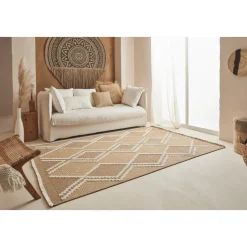 JARDINDECO - Tapis intérieur extérieur aspect jute jaune tijuana 9048 170 x 120 cm