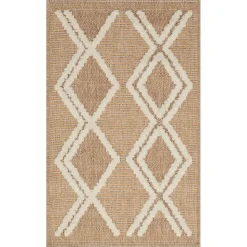 JARDINDECO - Tapis intérieur extérieur aspect jute jaune tijuana 9048 170 x 120 cm