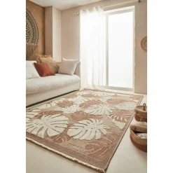 JARDINDECO - Tapis intérieur extérieur aspect jute terracotta tijuana 9062 170 x 120 cm
