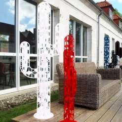 JARDINEX - Cactus métal 3 branches origami - rouge 110 cm