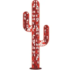 JARDINEX - Cactus métal 3 branches origami - rouge 170 cm