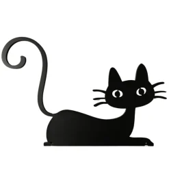 JARDINEX - Déco jardin : chat félix métal - noir 28 cm