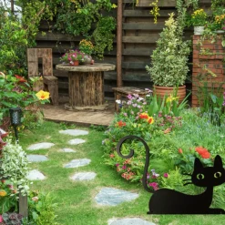 JARDINEX - Déco jardin : chat félix métal - noir 28 cm