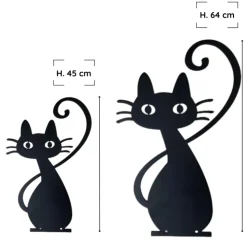 JARDINEX - Déco jardin : chat simone métal - noir 45 cm