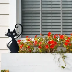JARDINEX - Déco jardin : chat simone métal - noir 45 cm