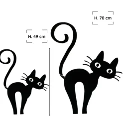 JARDINEX - Déco jardin : chat leone métal - noir 49 cm