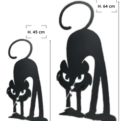JARDINEX - Déco jardin : chat gaston métal - acier brut poli 64 cm