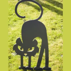 JARDINEX - Déco jardin : chat gaston métal - noir 45 cm