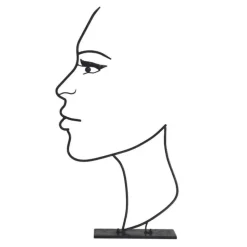 JARDINEX - Déco jardin métal visage fil ombre noire - noir 80 cm